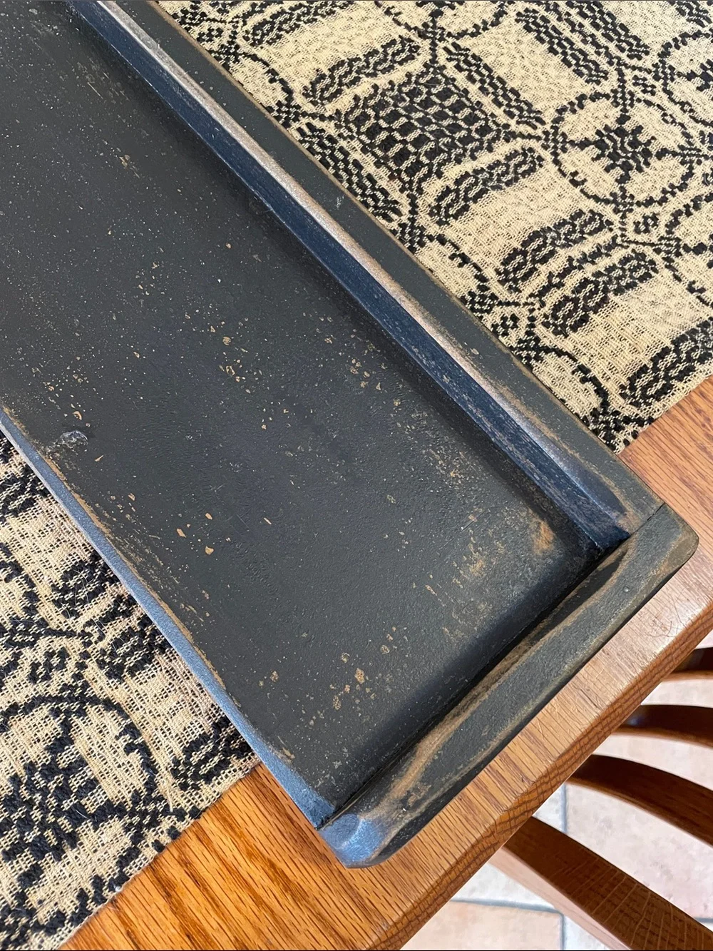 Distressed Black Wooden Tray